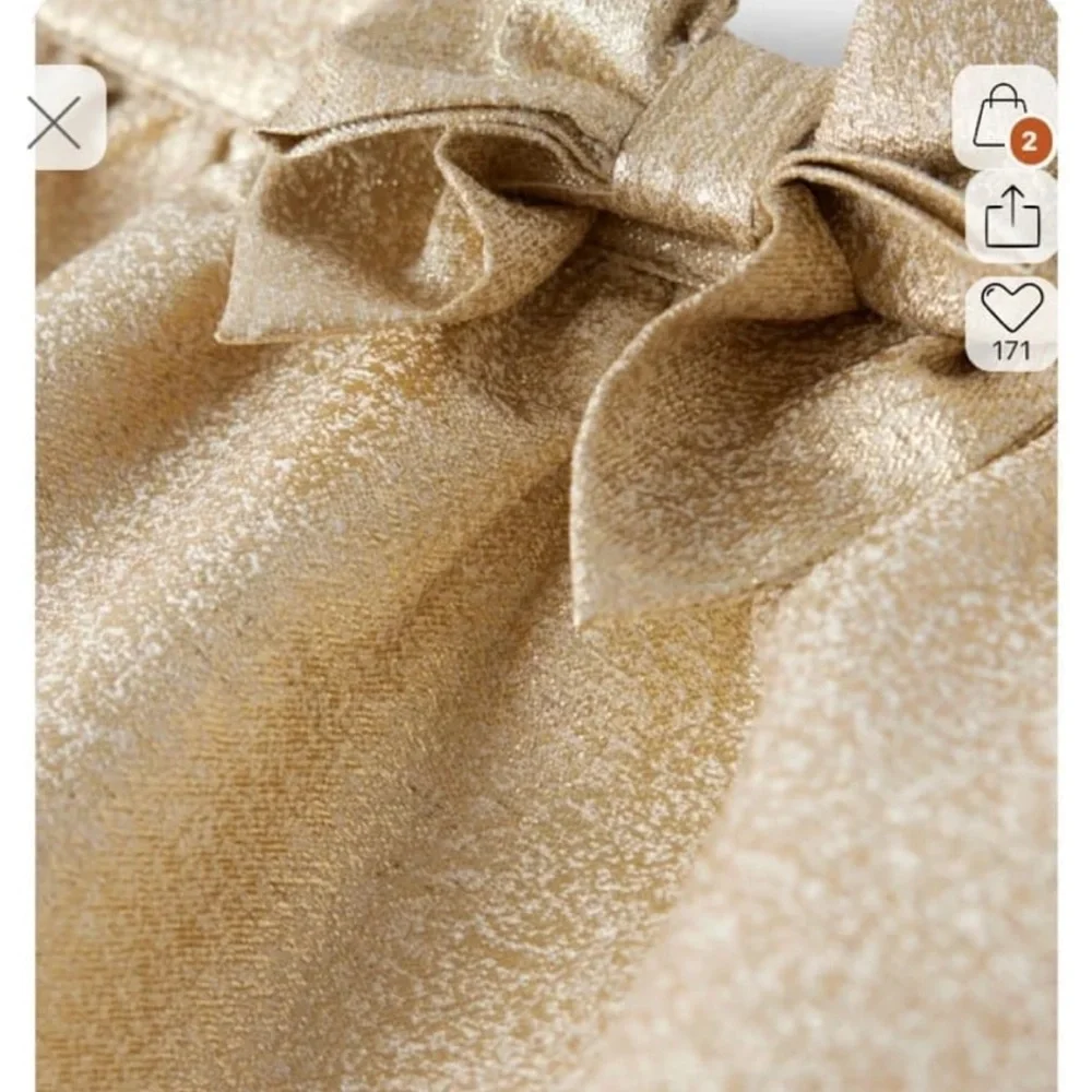Gymboree Girls Size 8 Gold Metallic Jacquard Bow Skirt Holiday Party